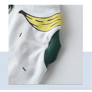 animal de compagnie bicolore imprimé banane dessin animé en coton extensible